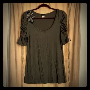 XL “Wet Seal” Army Green Silky Tee